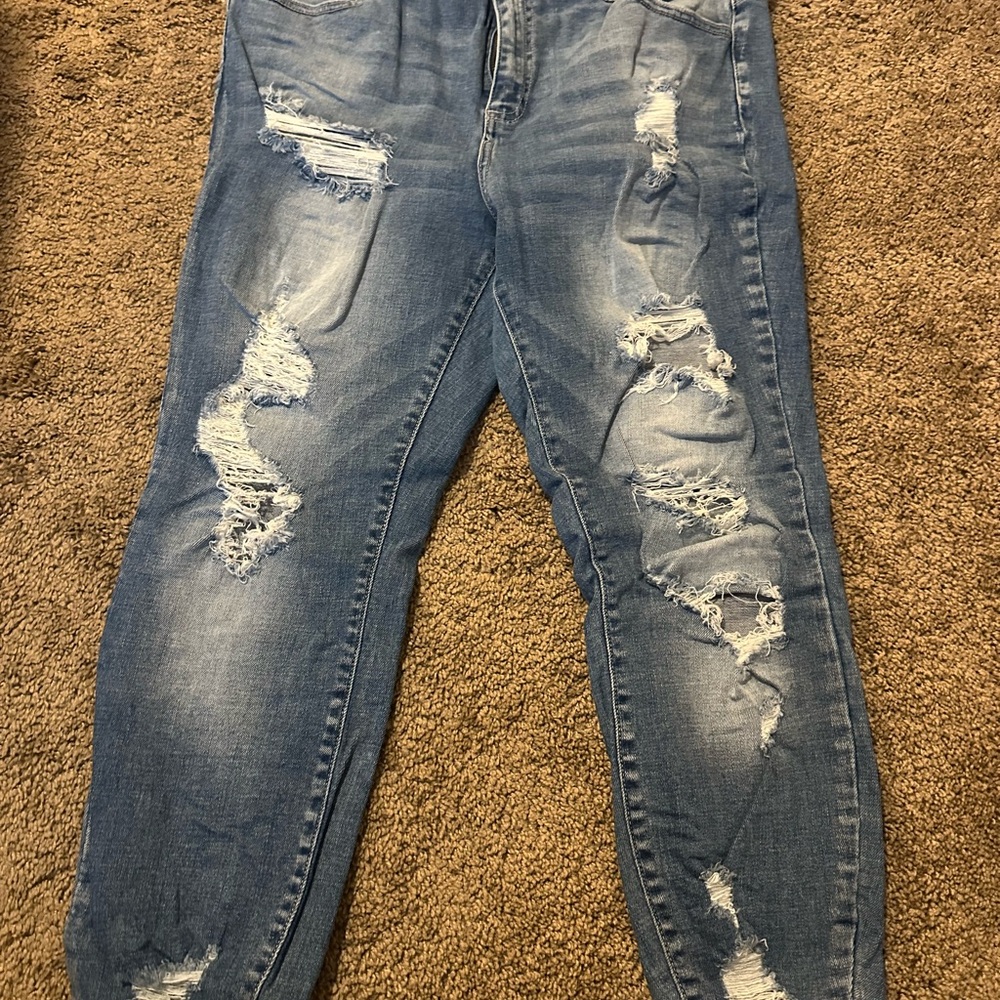 Cello Blue Relaxed Distressed Jeans
